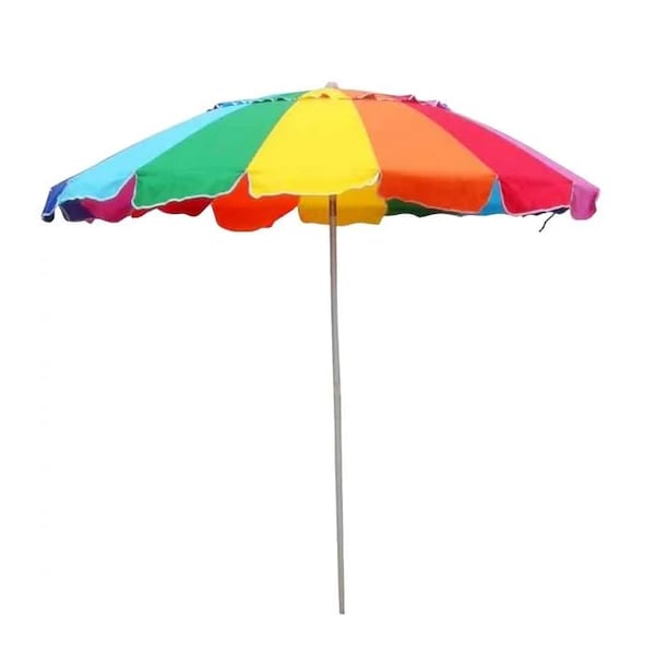Impact Canopy Rainbow Colored Beach Umbrella, 8 Foot, with Sand Anchor